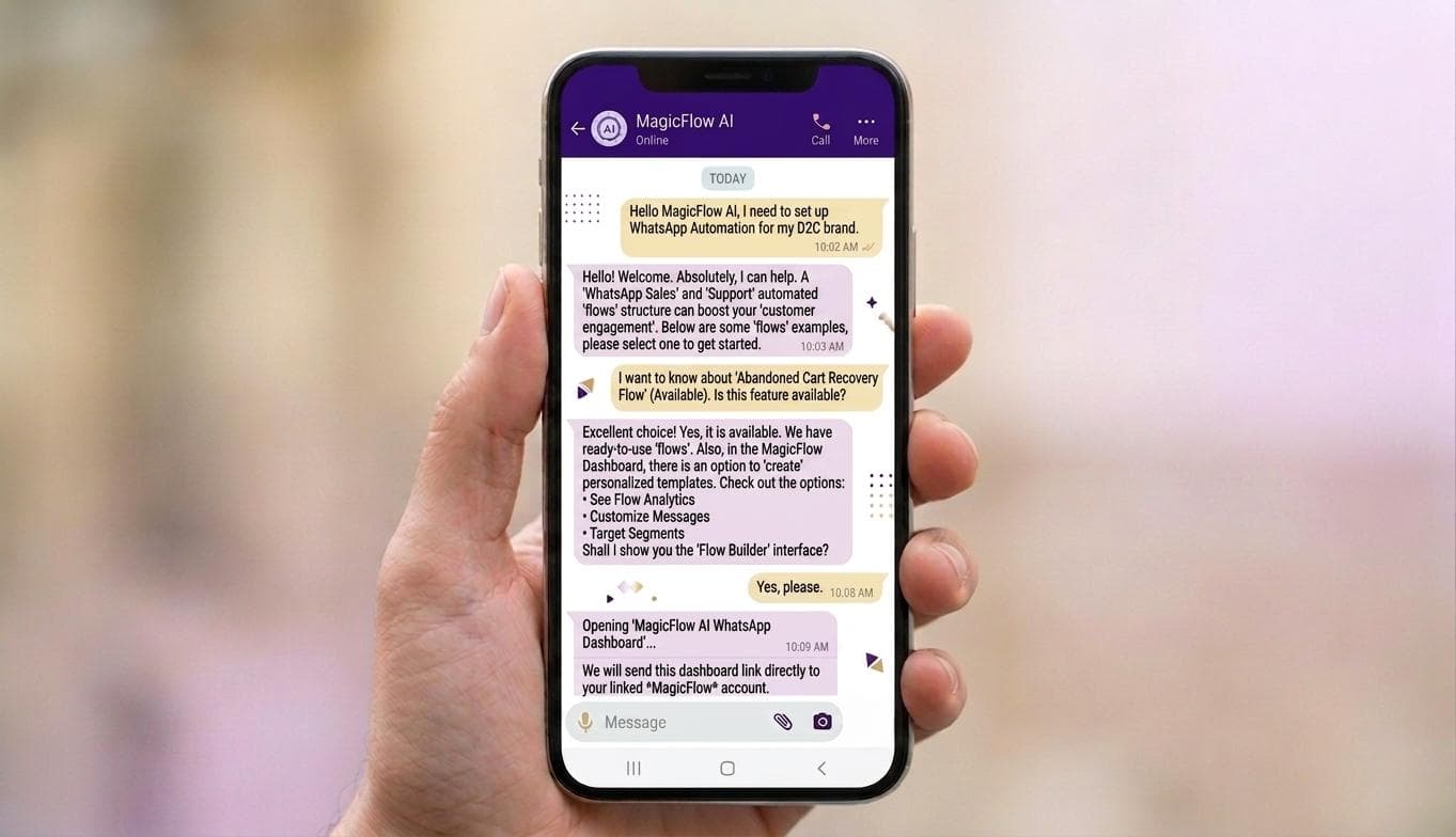 MagicFlow AI WhatsApp automation built for Indian D2C brands
